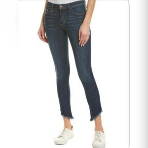 Joe's Jeans Margaret Skinny Ankle Jean Size 26 Mid-Rise Frayed Asymmetrical Hem